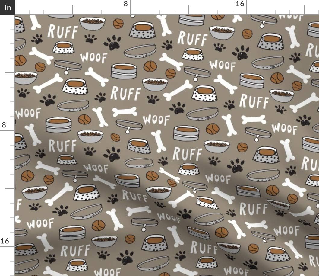 Spoonflower Fabric - Dog Bone Paw Print Cute Pet Illustration Pets Dogs Breeds Food Animal Printed on Petal Signature Cotton Fabric Fat Quarter - Sewing Quilting Apparel Crafts Decor