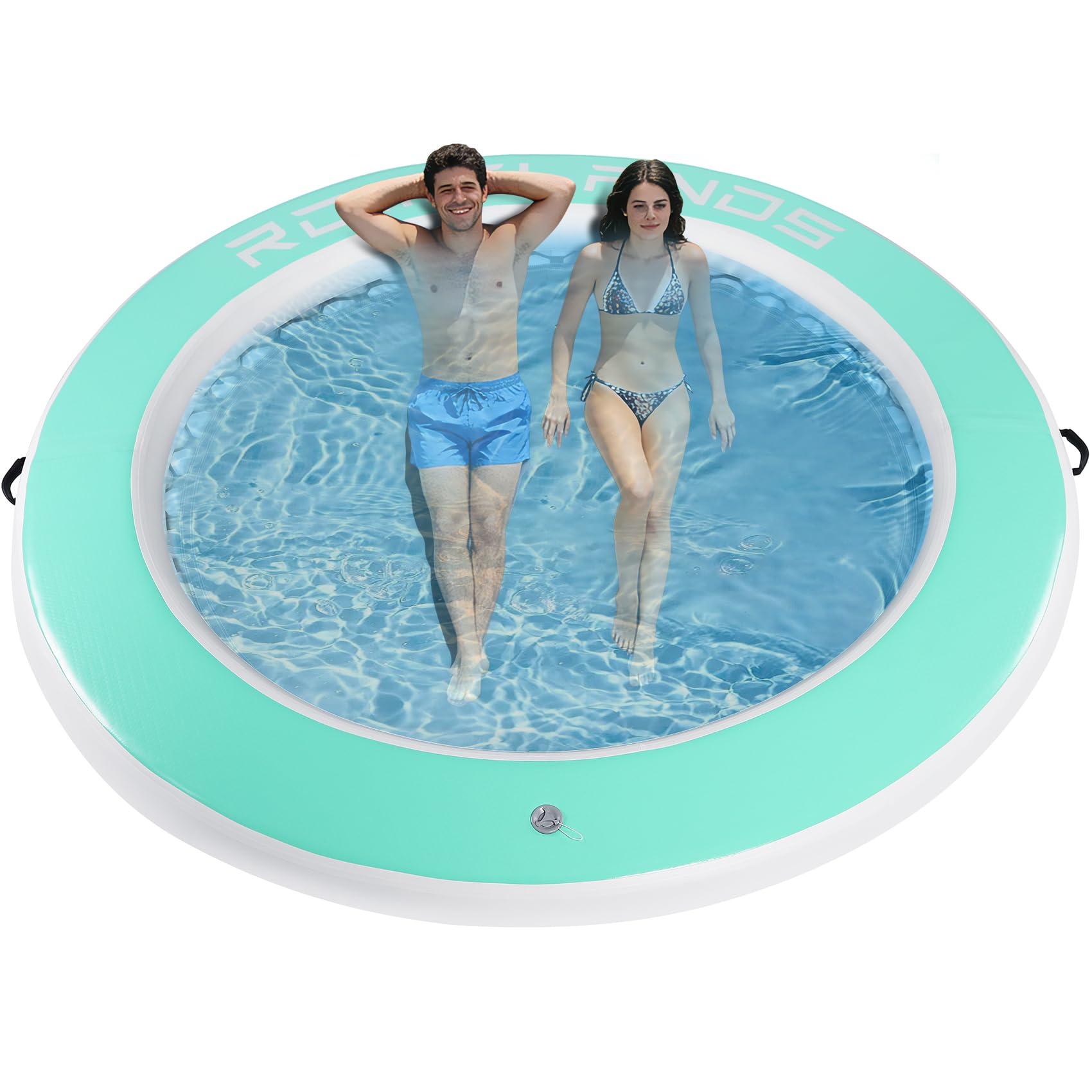Amaca gonfiabile ad acqua, 245 cm, anello da nuoto rotondo come piattaforma galleggiante per feste estive, piattaforma di nuoto per laghi, piscine e mare
