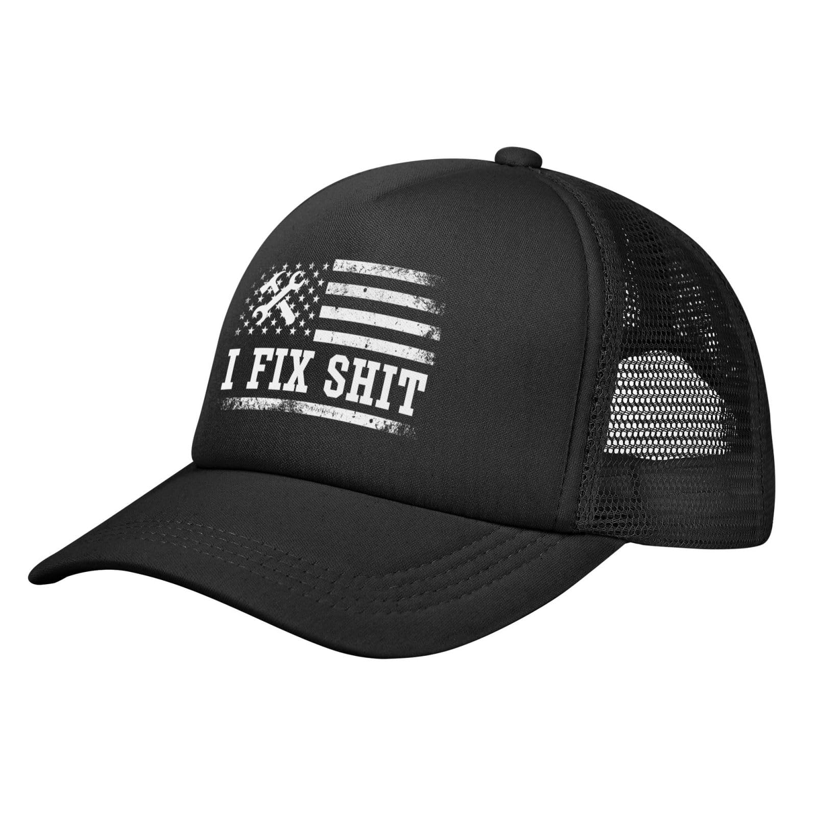 Melbrakin I Fix Shit Cap That's What I Do Mesh Trucker Hat Black