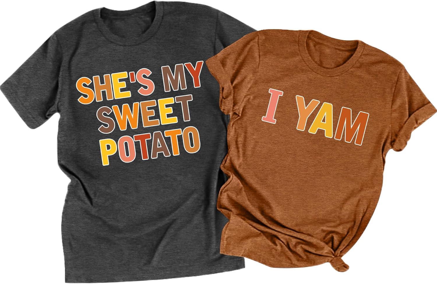 She's My Sweet Potato I Yam T-Shirt Couples Thanksgiving Shirts Matching for Husband and Wife Casual Tops