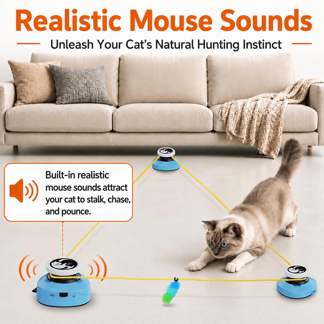 ITSHINY Jouet électrique pour chat, jouet interactif pour chat avec chemins de course réglables, modes automatique/manuel, rechargeable, pour jouer actif, santé
