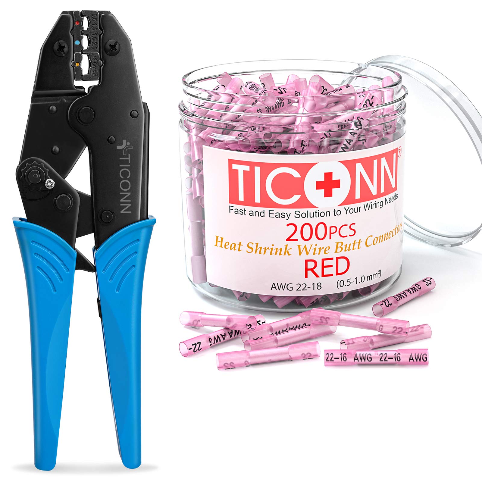 Amazon.com: TICONN Crimping Tool+200PCS AWG 22–18 Heat Shrink Butt