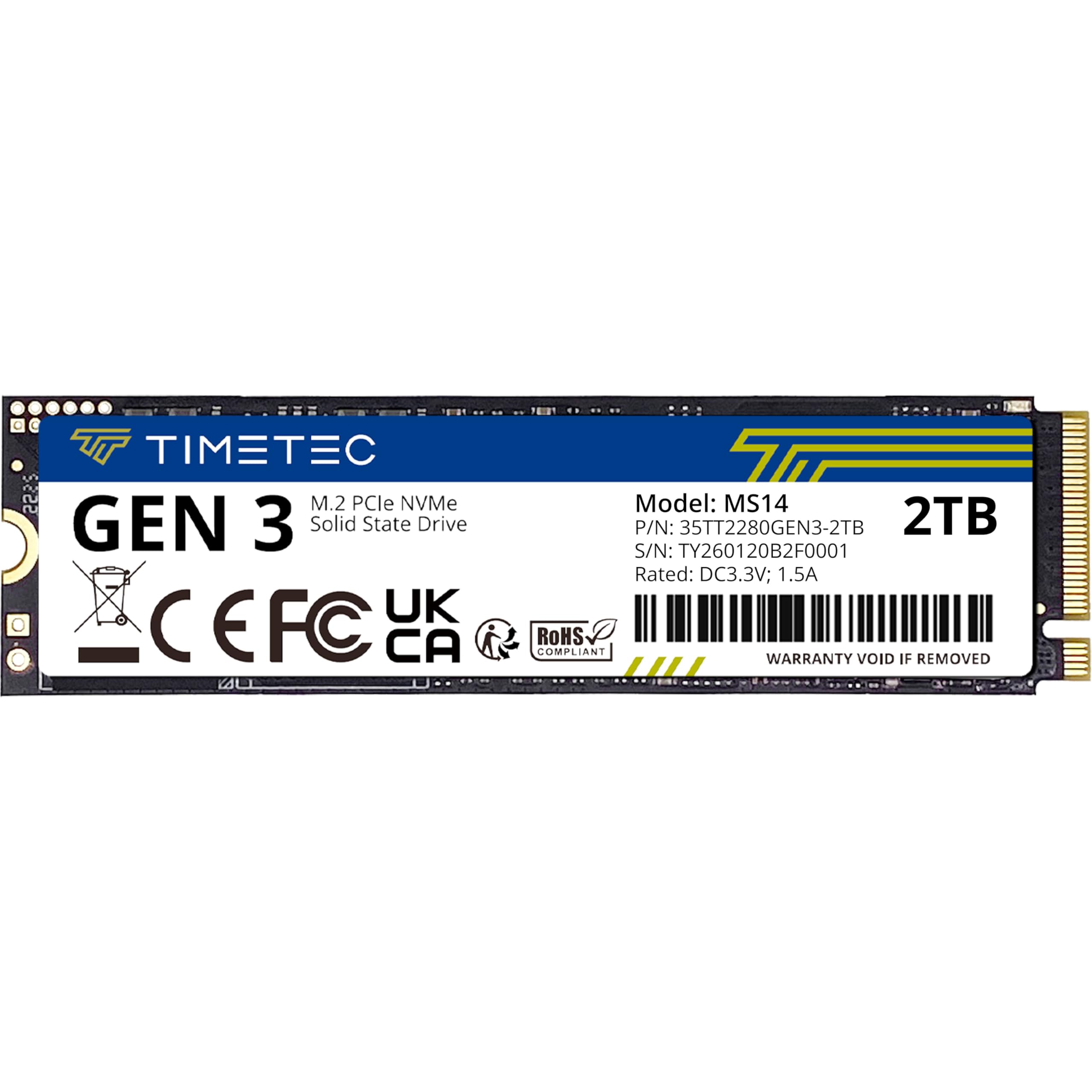 M.2 2280 PCIe3.0×4 SSD 2TB Timetec SSD NVMe PCIe Gen3x4 M.2 2280 3D NAND TLC