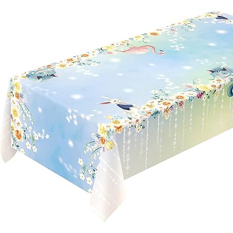 Cheerland Rectangle Floral Tablecloth Alice in Wonderland Birthday Tablecloths Spring Easter Party Wedding Decoration