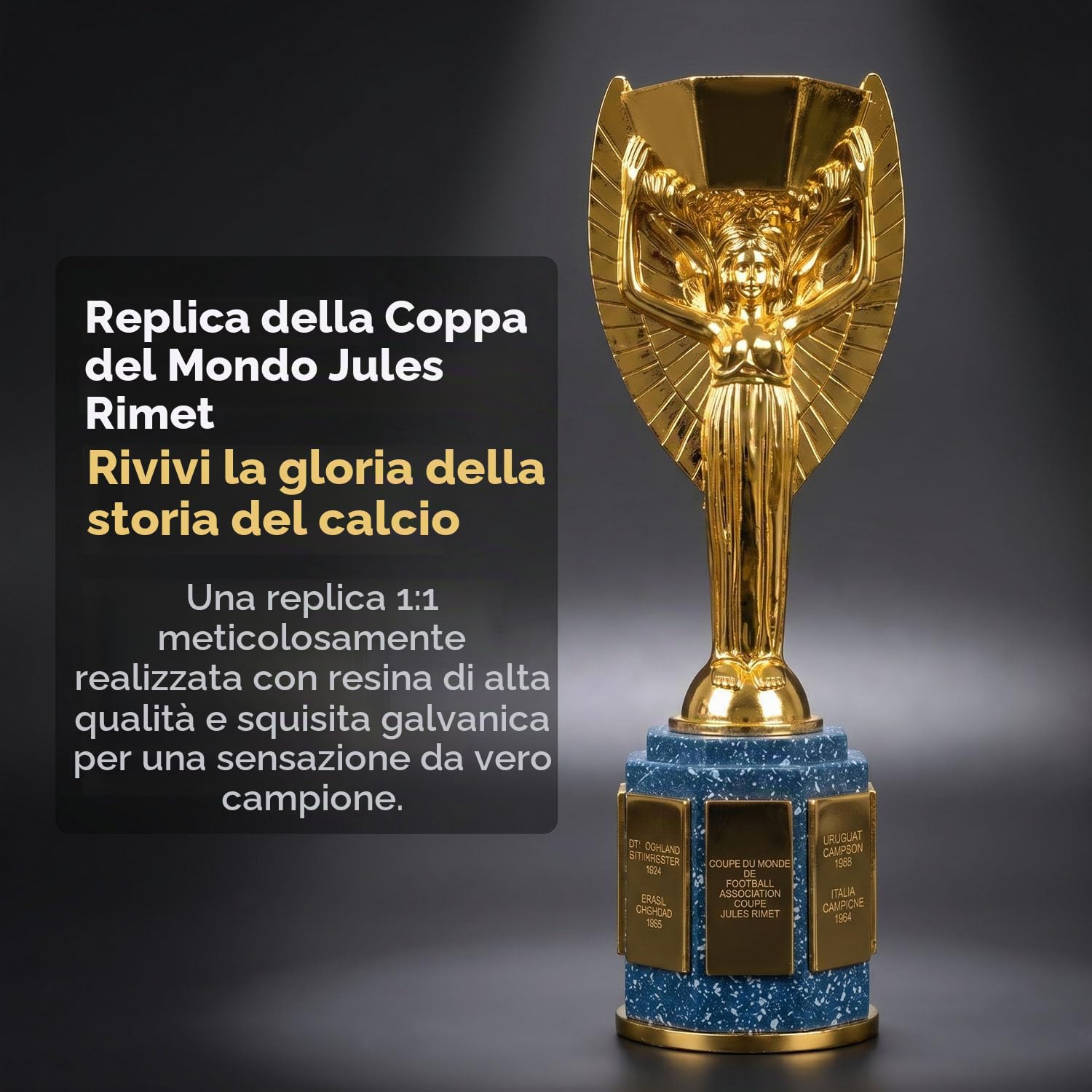 Replica Trofeo Jules Rimet – Coppa del Mondo Souvenir Calcio per Tifosi | Decorazione Regalo per Club, Bar e Scuola
