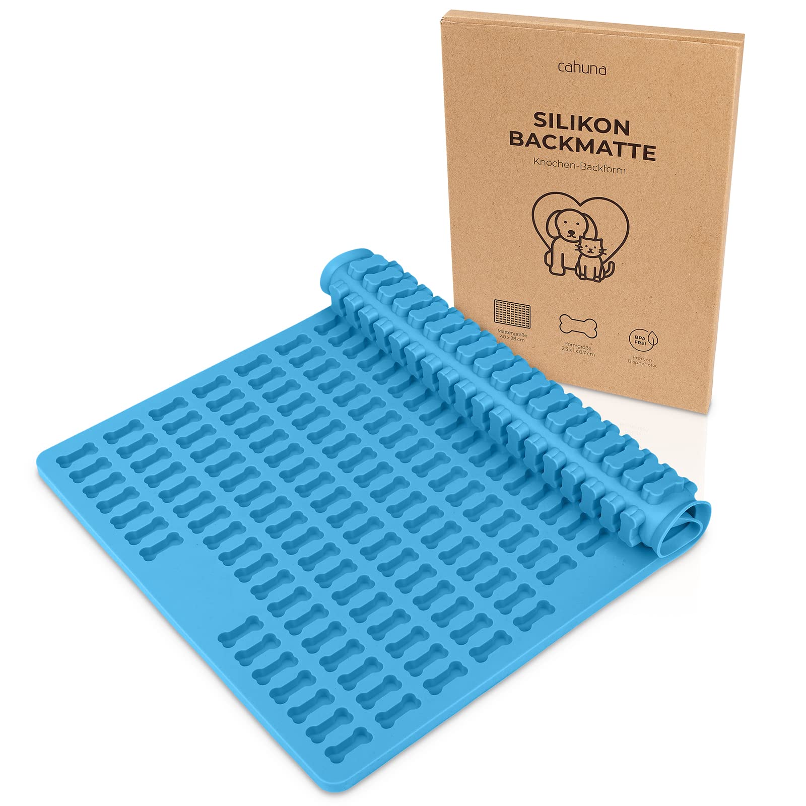 Cahuna Tappetino da forno in silicone per biscotti con mini ossa – stampo per cani senza BPA e con bordo – Riutilizzabile per il forno