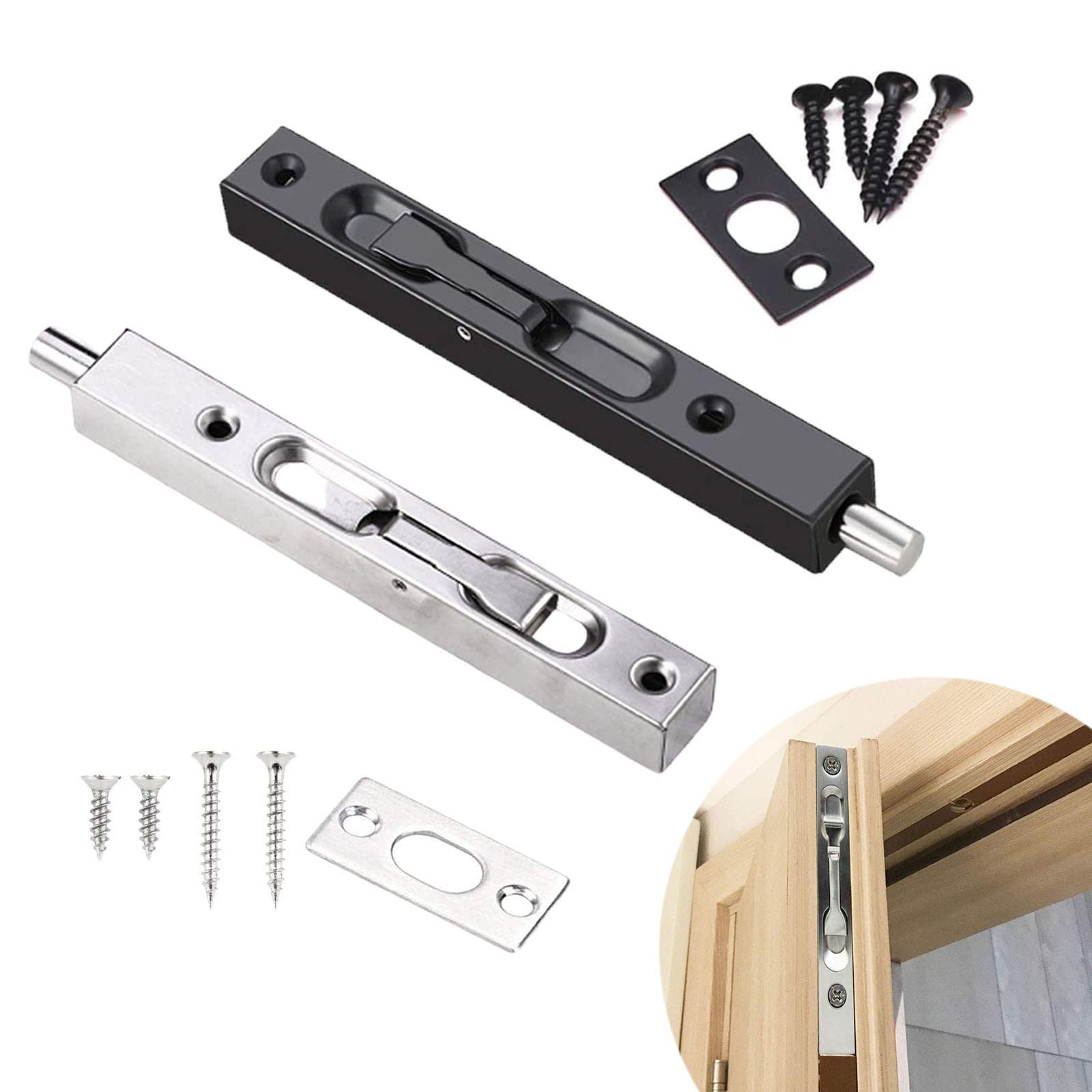 Buy Door Bolt Lock Flush Bolt Latch Lock 2 Pieces Concealed Slide Door