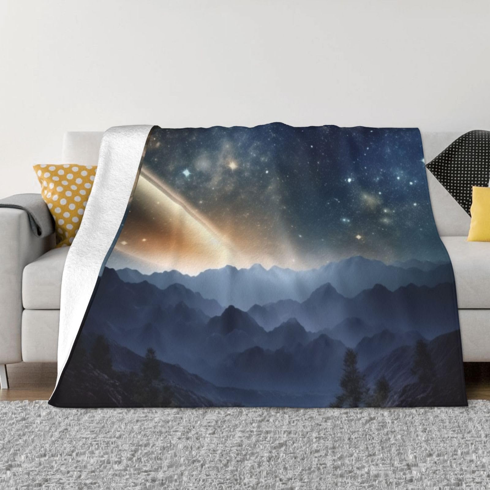 Couverture polaire nuit étoilée flanelle thermorégulatrice pour lit