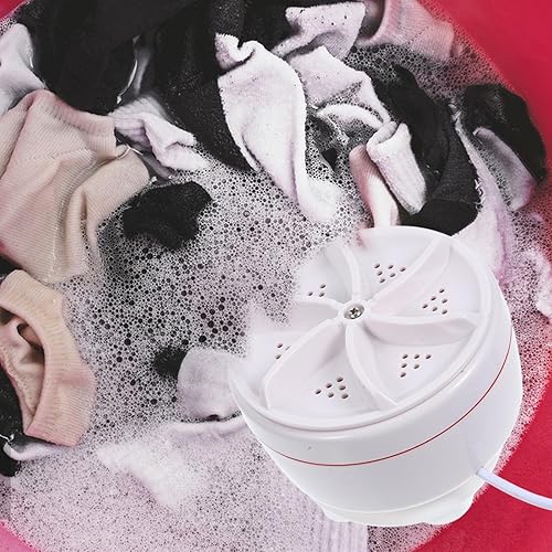 Miniatura 7 de Portable Mini Ultrasonic Turbine Washing Machine Collapsible Laundry Wash Tub for Socks and Underwear, Small Washer for Apartments, Travel, Dorms,