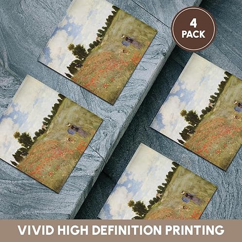 Miniatura 6 de 3dRose CST_49351_3 Pintura de campos de amapola por Monet posavasos de azulejos de cerámica (juego de 4)