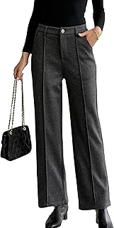 Women's Wool Blend Vintage Tweed Soft Winter Pants Fleece Lined Thermal ...