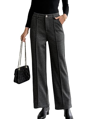 Women's Wool Blend Vintage Tweed Soft Winter Pants Fleece Lined