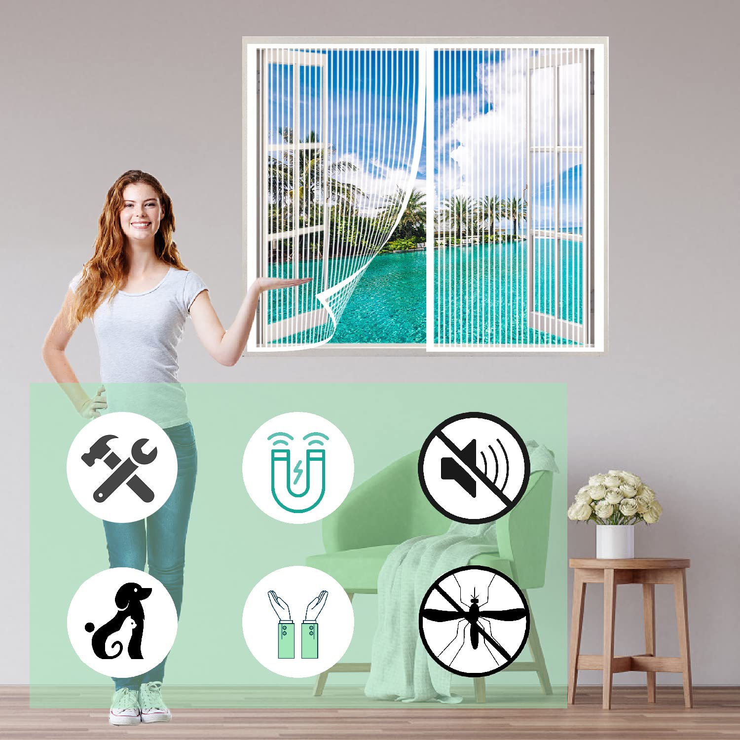 Magnet-Fliegengitter Für Fenster & Türen – Selbstklebend, Ohne Bohren, 140x190 Cm