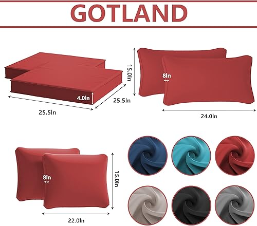 Miniatura 8 de Gotland Fundas de repuesto para cojines de patio, fundas de cojín para exteriores, funda impermeable para asiento de silla para sofá, muebles,