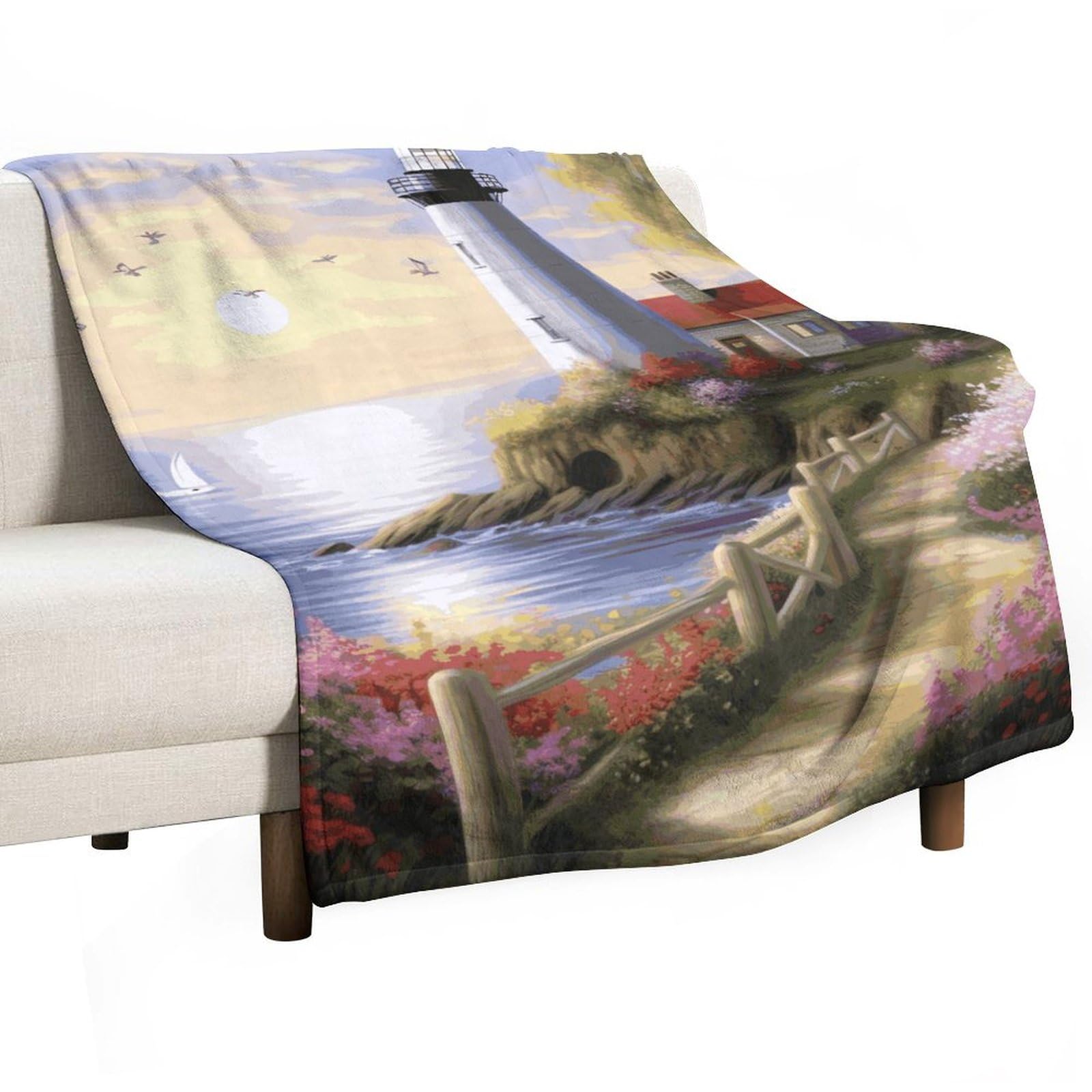 Couverture polaire en flanelle de phare 167x228 cm douce et épaisse