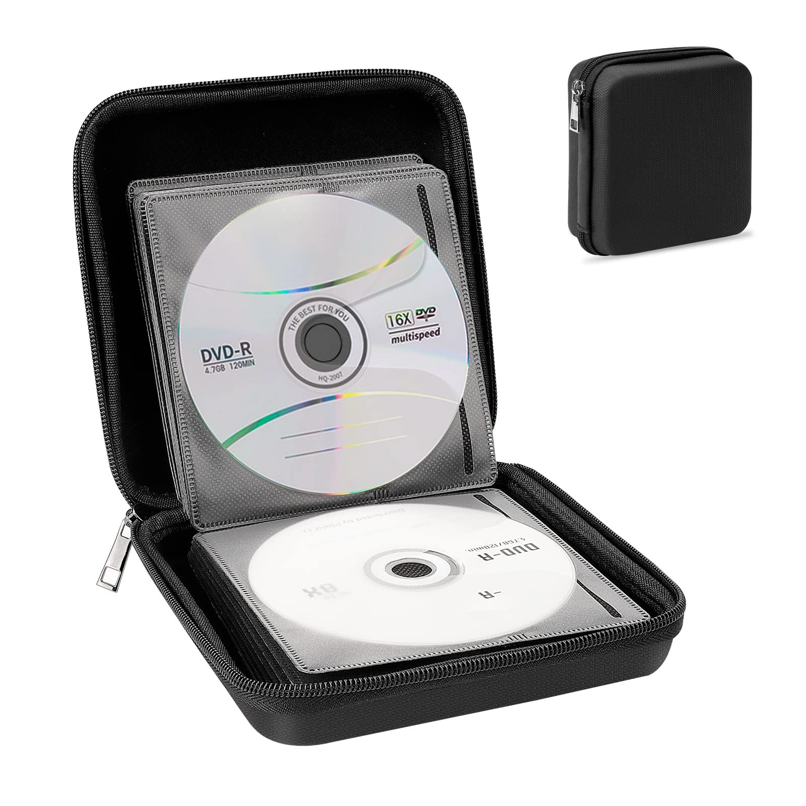 CASE OF Waive DVD ドキュメントA,Bセット Fireproof CD Case Wallet DVD Storage Boxes 32 Capacity Hard EVA