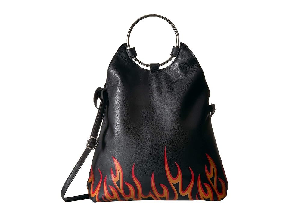 

T-Shirt & Jeans Flames Flap Over Crossbody (Black) Cross Body Handbags