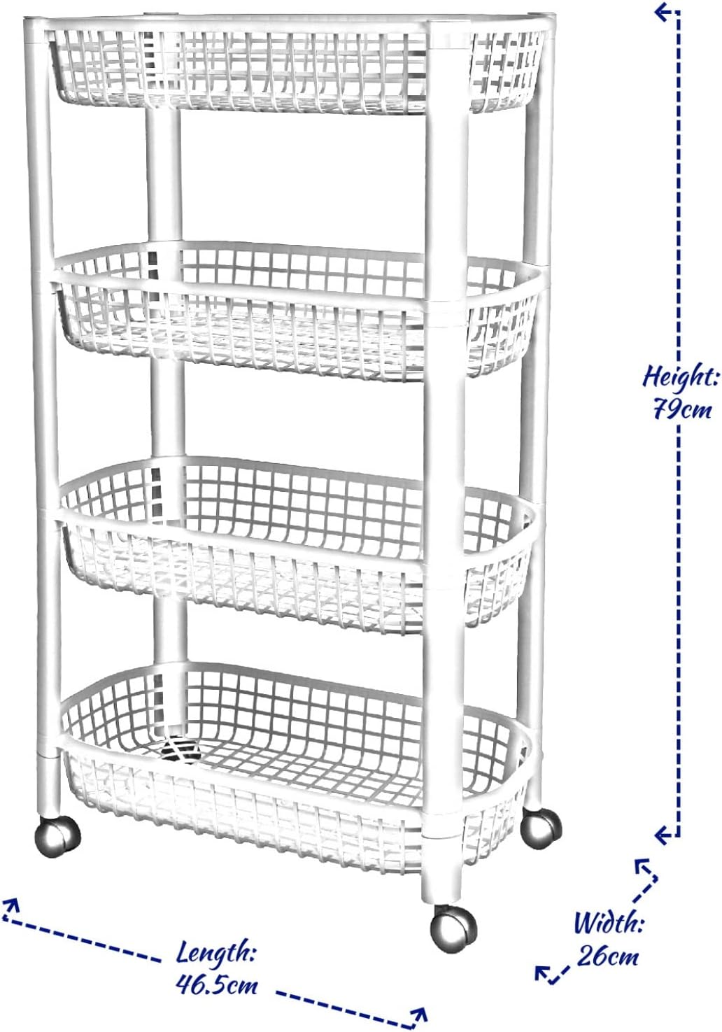 Urban Living Liberty 3-Tier Serving Trolley, 46.5 x 26 x 58.8 cm, Dune