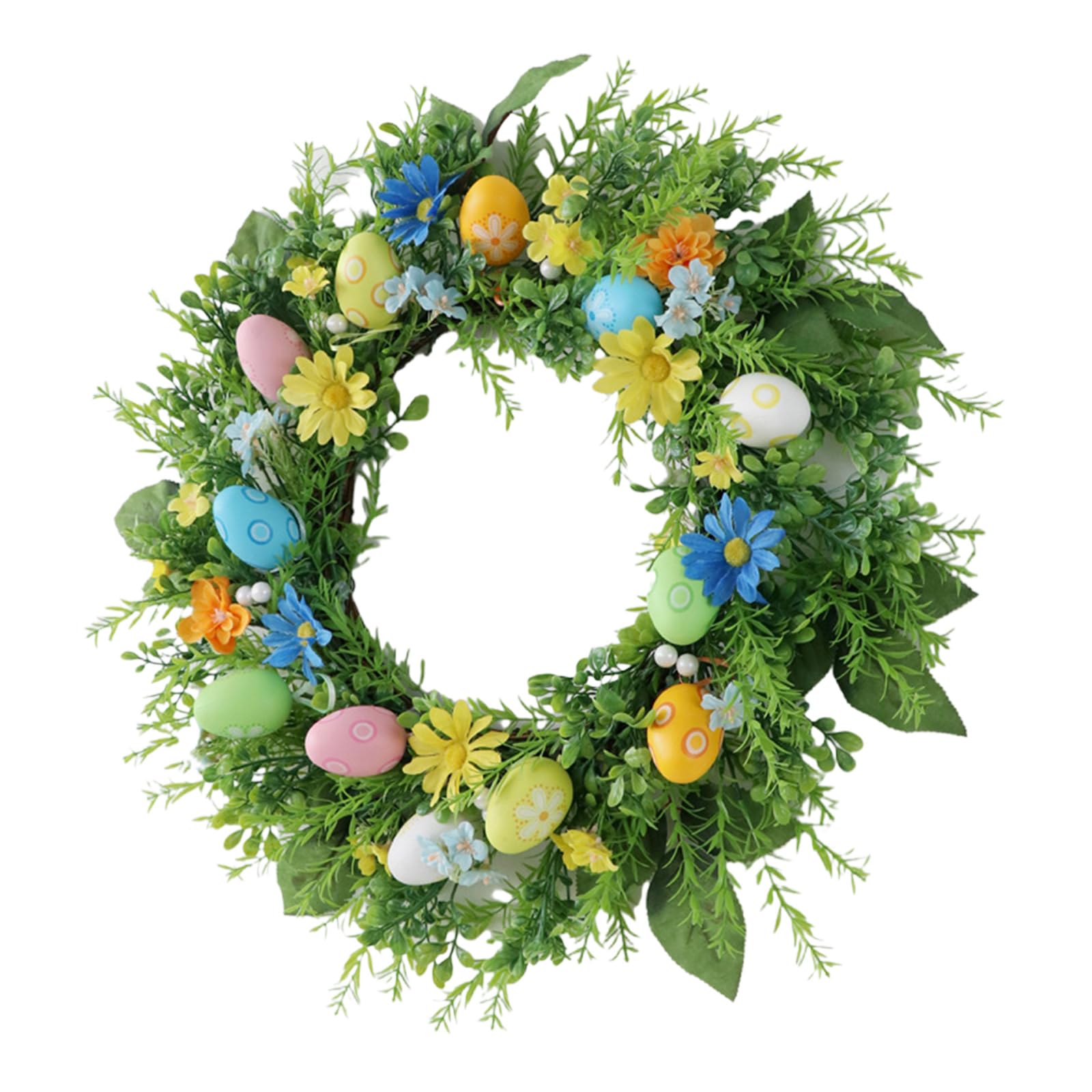 Elnwnnkc Springtime Easters Wreath Festival Easters Rattan Wreath with Rattan Base and Faux Floral Accent for Decoration