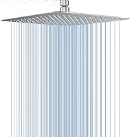 Vista 14 de GGStudy Cabezal de Ducha Cuadrado de Alta Presión de 12 Pulgadas, Cabezales de Ducha Grandes de Acero Inoxidable, Ducha de Baño de Lluvia Ultra Negro
