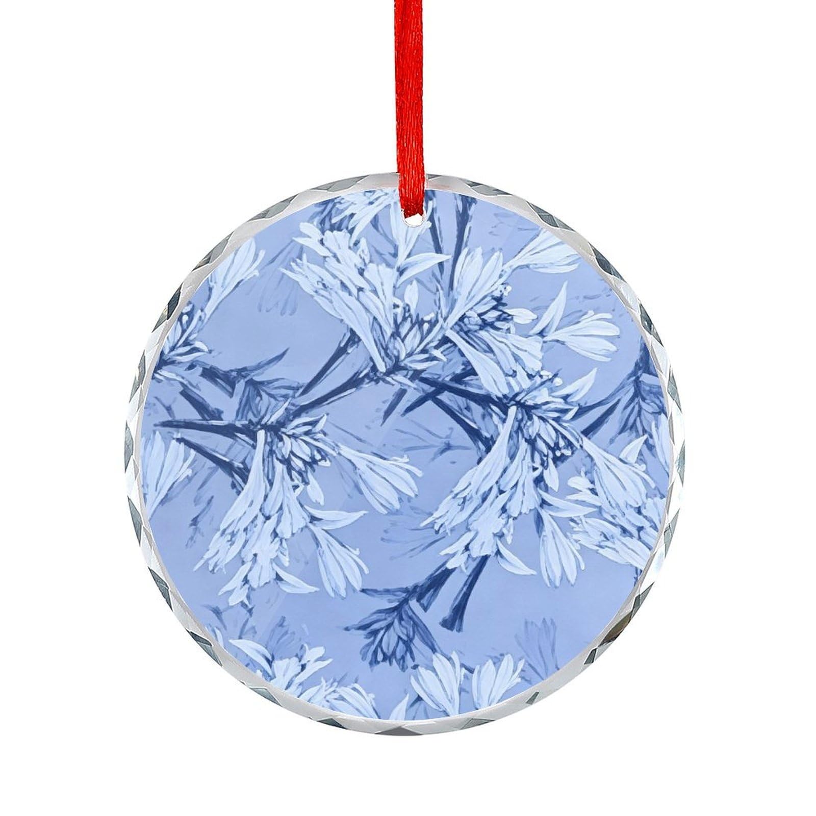Btcowzrv Style Lilac Sketch Floral Round Ornament Hanging Pendant Decor