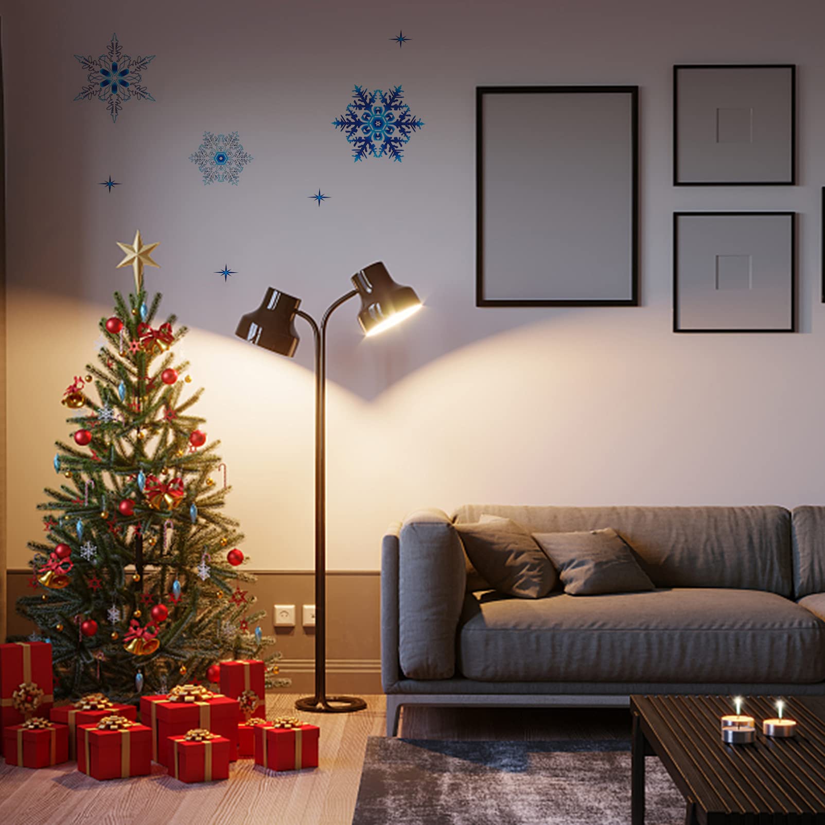ABOOFAN 12hojas Pegatinas Navideñas De Translucido Para Decoración De Ventanas y Paredes De Calcomanías De Diseño De Reno Para Fiestas y Celebraciones Navideñas Hogar y Guarderías