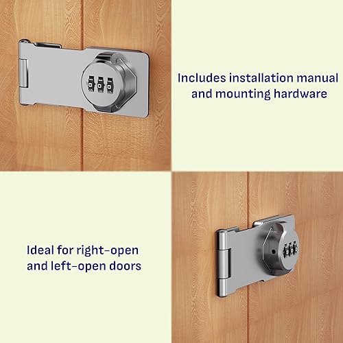 Miniatura 4 de Cerradura de combinación sin llave  Cerradura de combinación de 3 dígitos para puertas de gabinete  Cerradura de cerrojo de perilla giratoria con