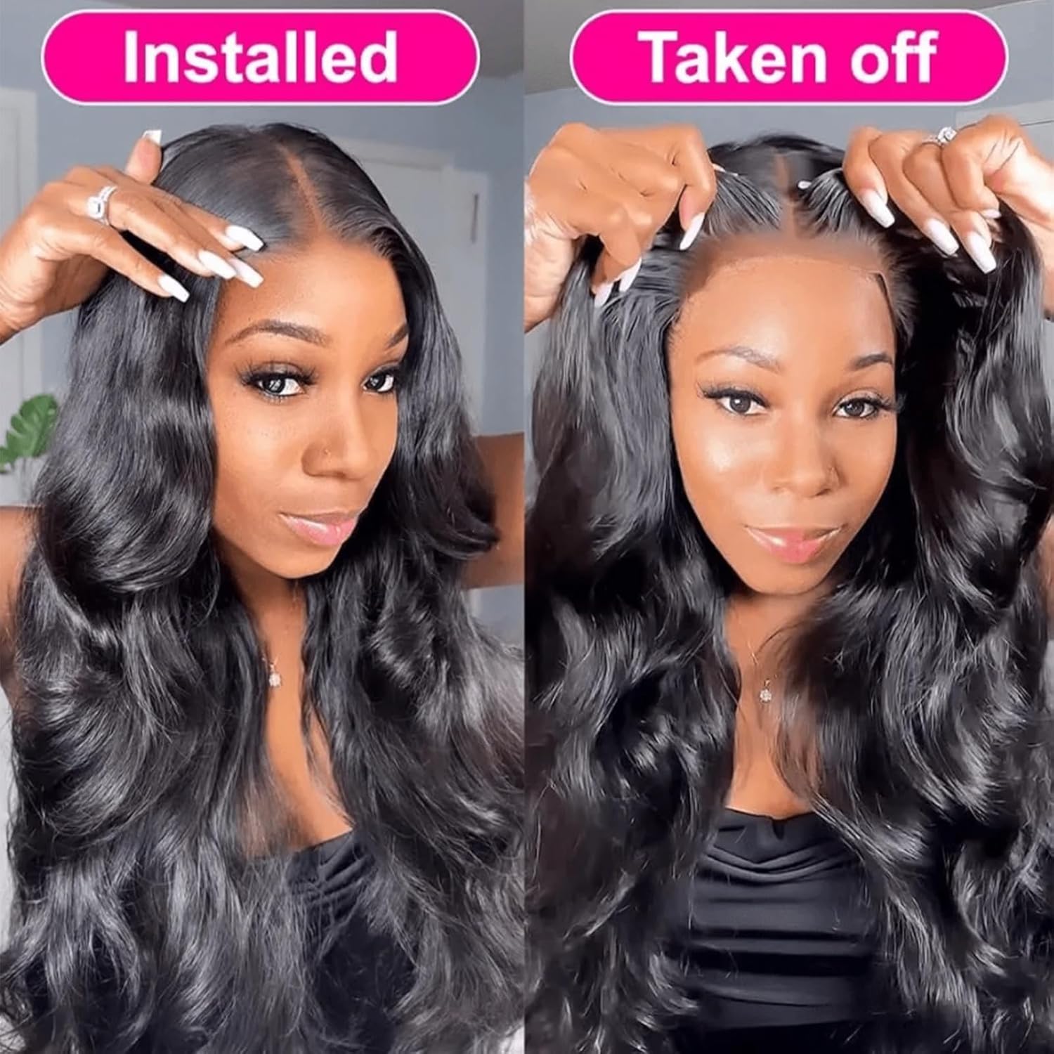 bunGiol 5x5 Glueless Wigs Human Hair Pre Plucked Pre Cut 24 Inch Body Wave Lace Front Wigs Human Hair 180% Put on And Go Glueless Wig For Black Women