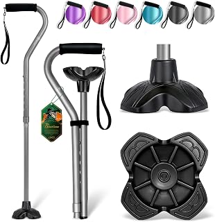 BeneCane Walking Cane Adjustable Cane with Offset Soft Cushioned Handle for Men & Women Lightweight Comfortable Extra Stability Base Mobility Aid for Men Women and Seniors