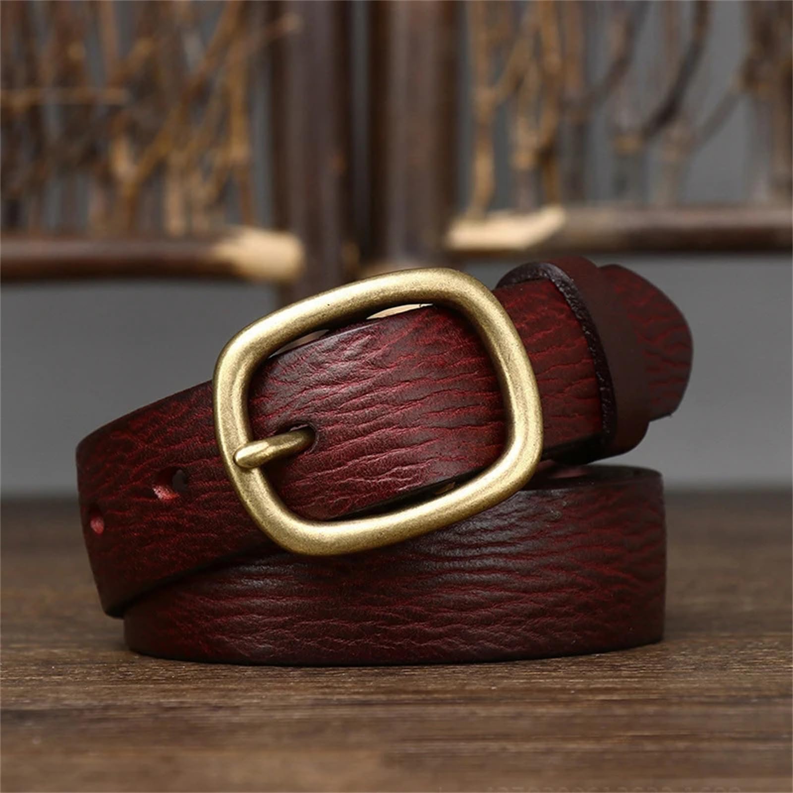 Cinturón De Cuero Grueso Retro Para Mujer, Hebilla De Pin De Cobre, Cinturón Vaquero De Piel De Vaca, Correa De Cintura Para Chica Y Mujer, 2,8 Cm
