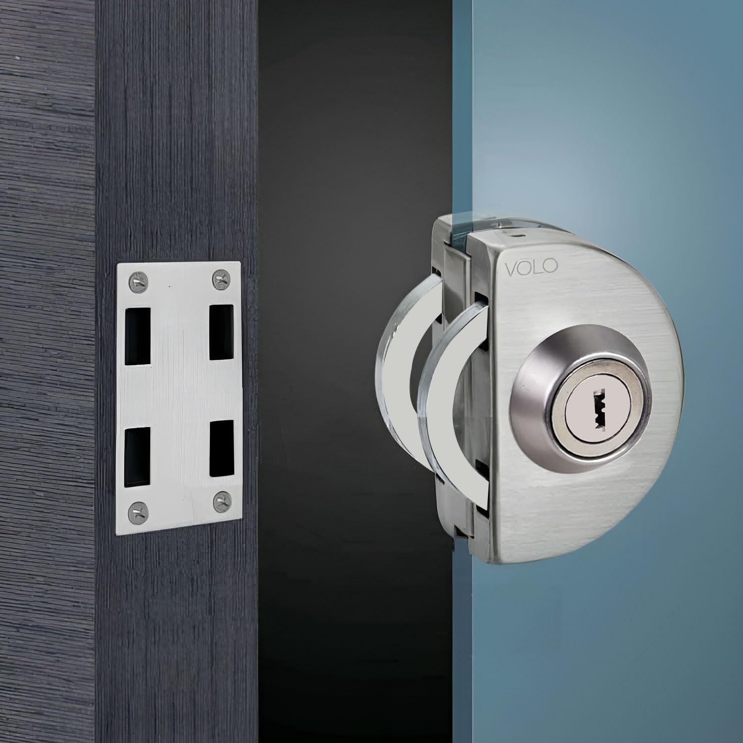 Volo Glass Door Lock (Glass to Wall Door Lock), Silver, Stainless Steel 2