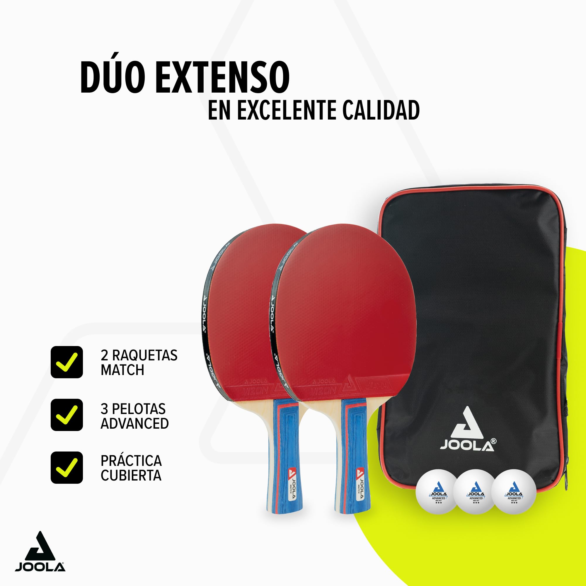 JOOLA Juego de Tenis de Mesa Homologado ITTF - Raqueta, Funda, Red y Pelotas