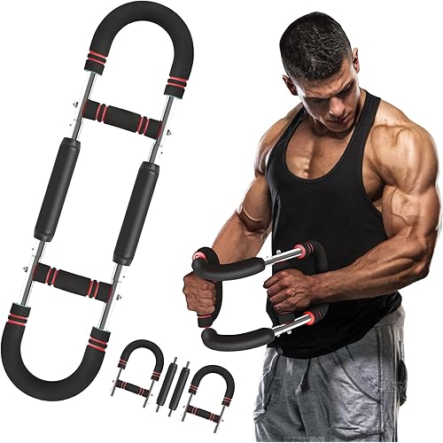 Arm Trainer 40-100lb Adjustable Power Twister Bar - Chest & Arm Workout Equipment Portable with Detachable Design Fitness Gear for Home Gym/Outdoor Strength Training Anywhere