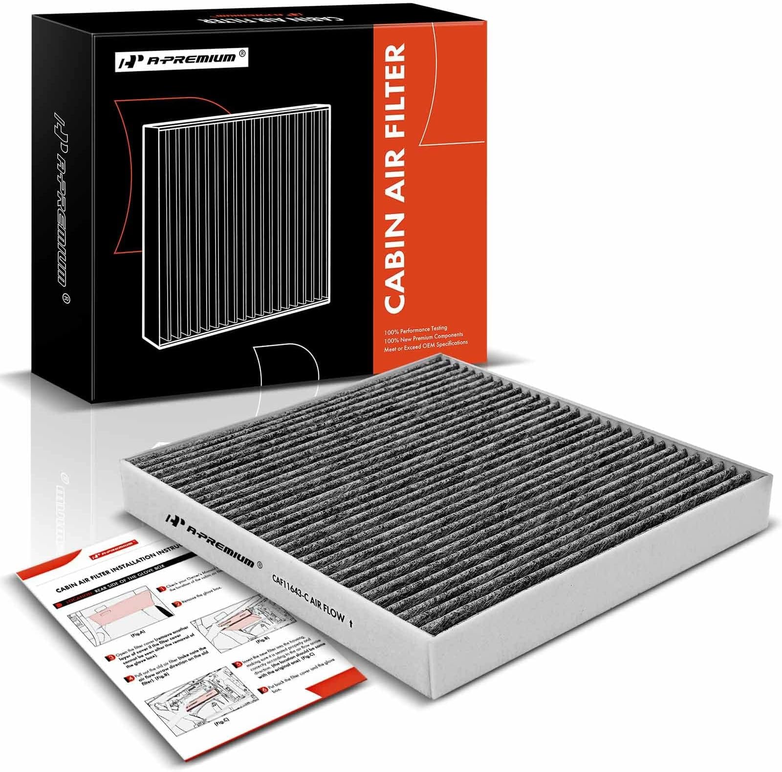 A-Premium Cabin Air Filte with Activated Carbon - Compatible with Audi & Volkswagen Models - A3, A3 Quattro, Q3, S3, TT Quattro, Jetta, Golf, Tiguan, Atlas, GTI