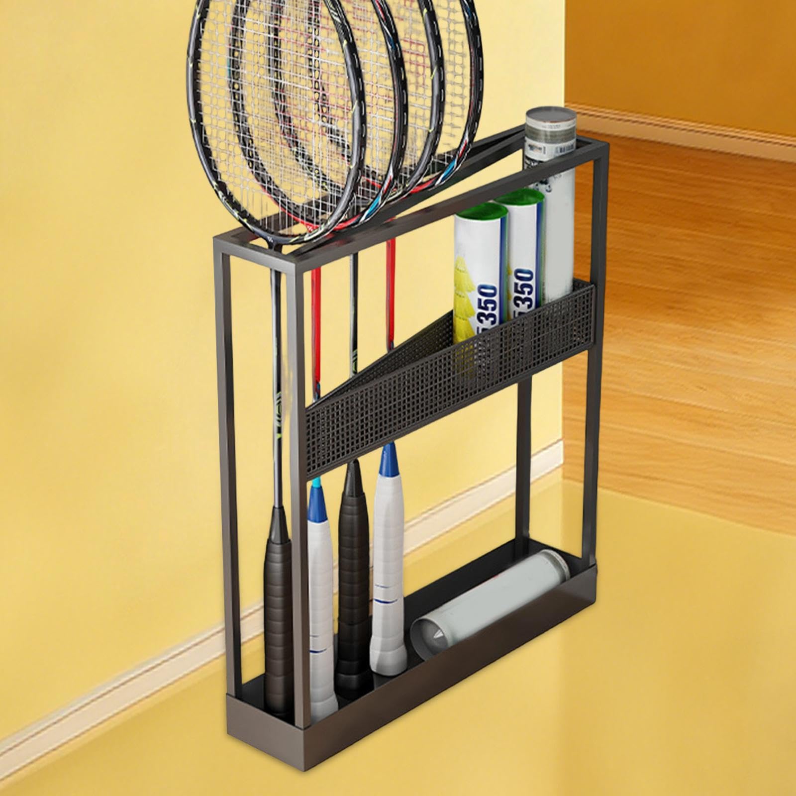 Supporto per Racchetta da Badminton, Supporto Multiuso, Stabile, Pratico, Porta Racchetta da Tennis, Nero