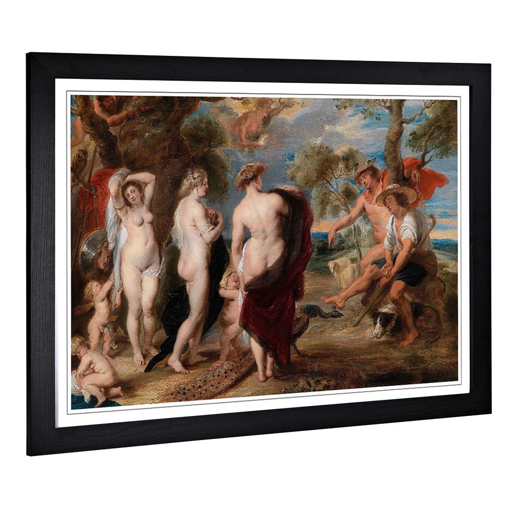 Big Box Art Framed Print of Peter Paul Rubens The Judgement of Paris Design | Wall Art Picture | Home Decor for Kitchen, Living Room, Bedroom, Hallway, Black, A2 / 24.5x18 Inch / 62x45cm
