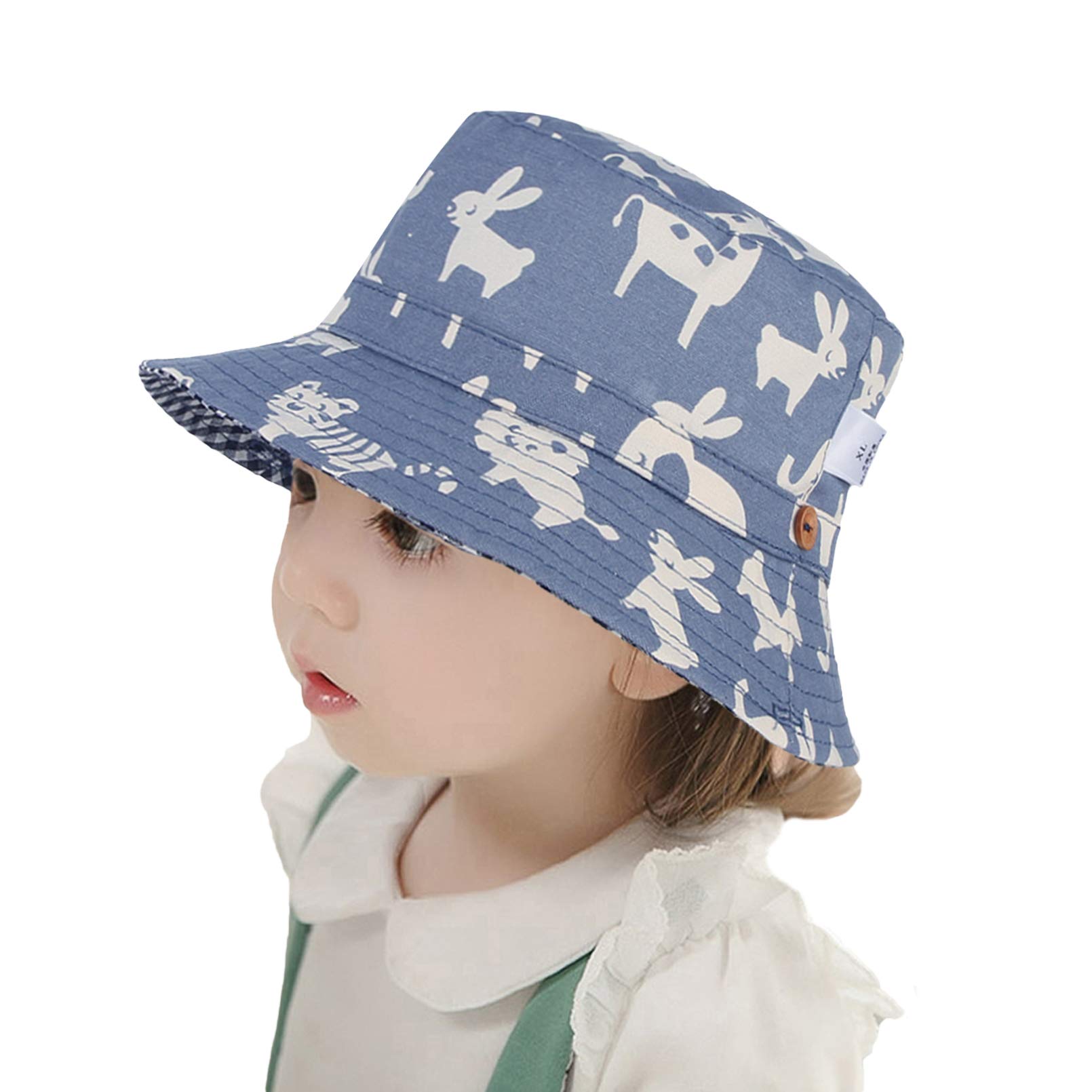 GEMVIE Gorra Bebe Niño Sol ala Ancha Verano Algódon Playa/Aire Libre Unisexo Estampado Animal Pescador Sombrero Niñas