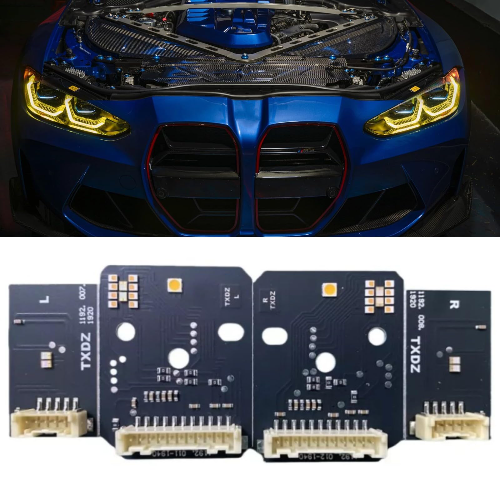 Yellow DRL LED Boards Fit For 2020 2021 2022 2023 G80 M3 G82 M4 G22 G23 G26 CLS Laser Headlight Daytime Running Light, Only For USA Spec Laser Headlight, Golden Eyes, Lemon Yellow