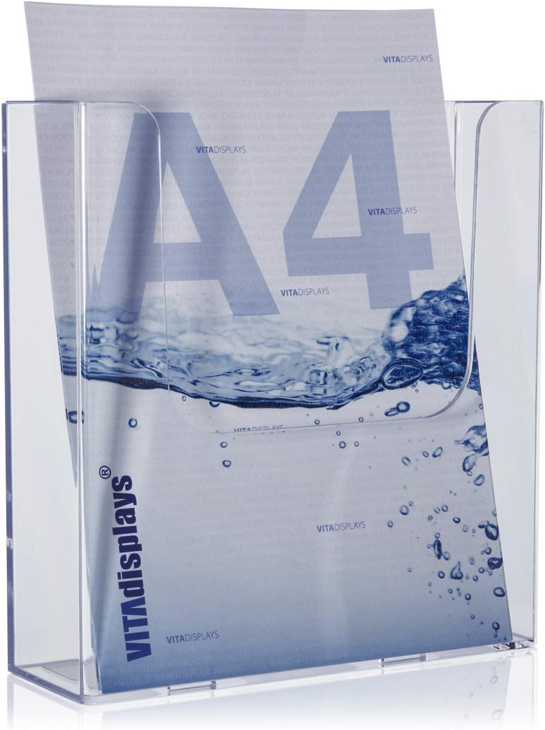 VITAdisplays® Brochure Wall Holder DIN A4 Extra Filling Depth Transparent (GP-230WE)
