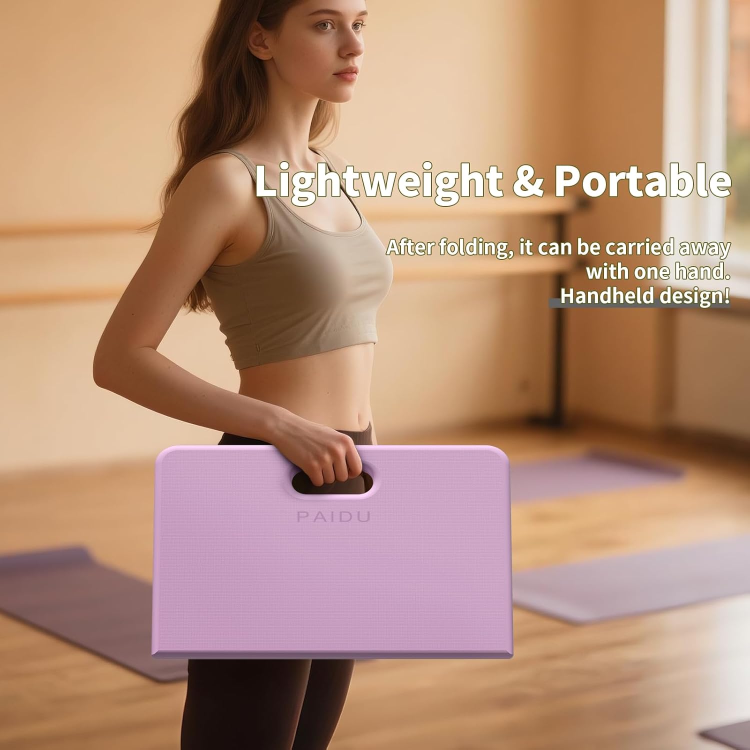 Yoga Knee Pad - 1 Inch Thick with Extra Cushioning, Pain-Free for Knees, Elbows, Wrists and Back | Foldable and Multi-Functional, Suitable for Home Gym, Pilates, Plank, Abdominal Training Fitness Mat - Image 5