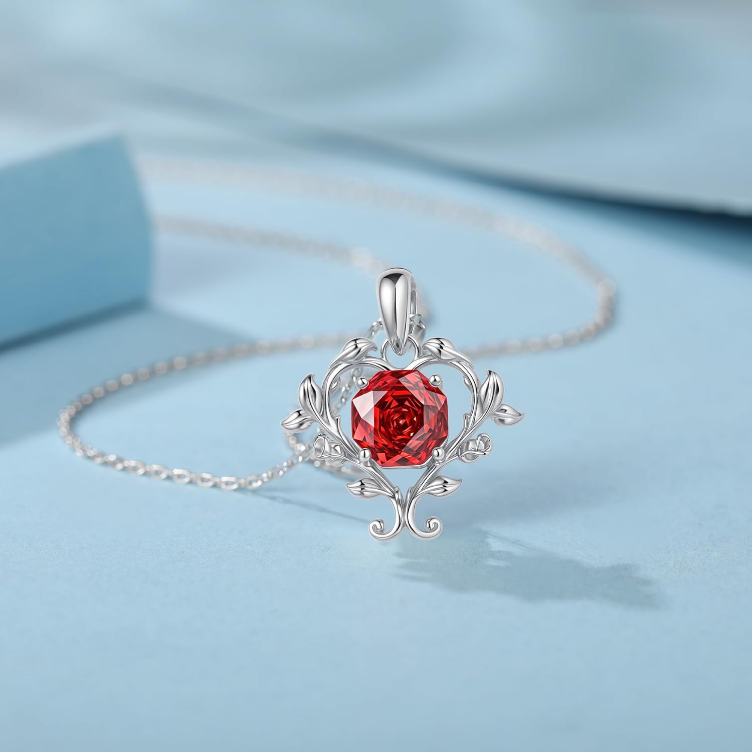 Rose Necklace Sterling Silver Heart Flower Pendant Jewelry Anniversary Birthday Gifts for Women - Image 4