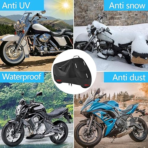 Vista 79 de SECELES Funda para moto de cross, 300D, impermeable, protección para todas las estaciones, apta para Fat Bob Honda VTX 1300 C Kawasaki Vulcan 900