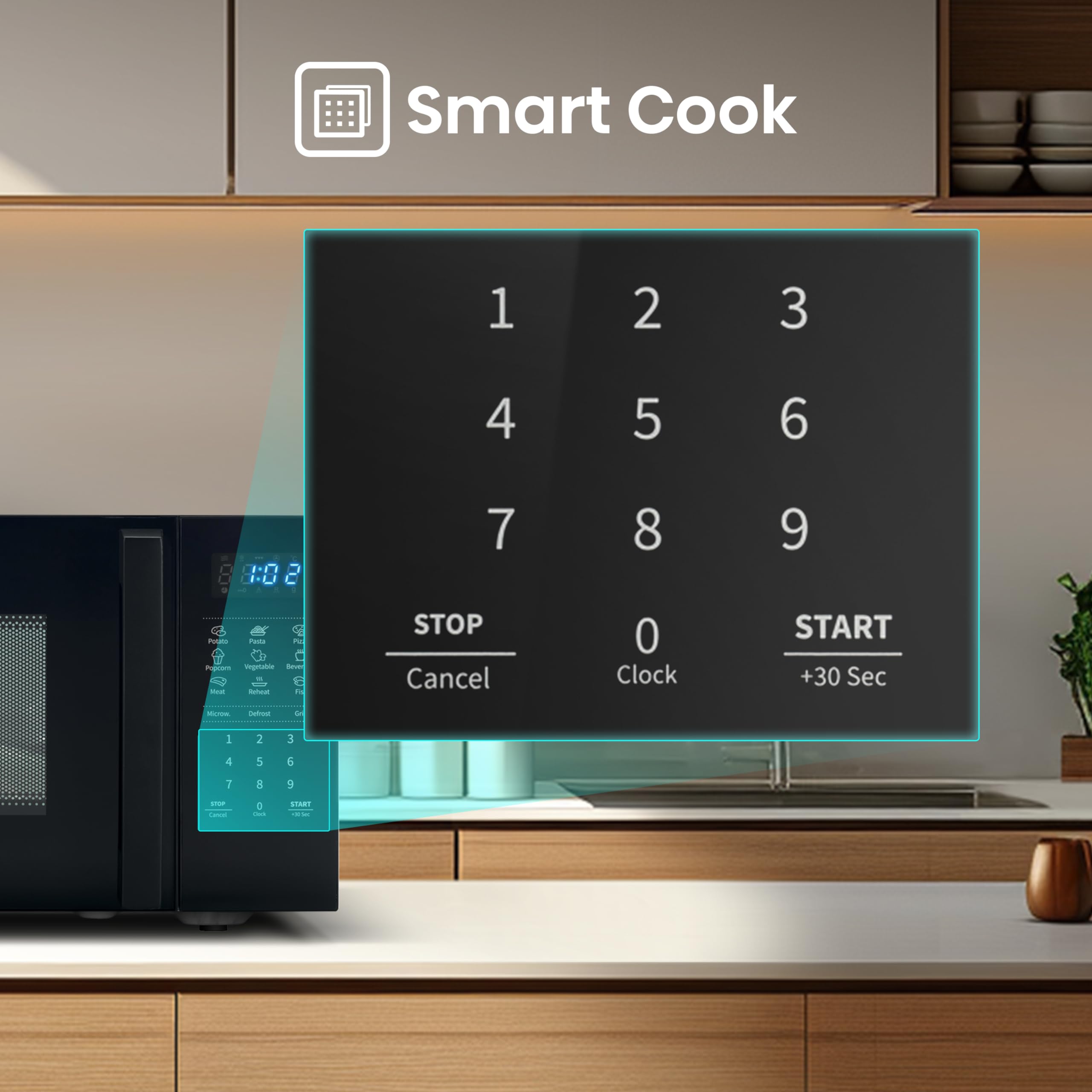Hisense H20MOBS4HG Forno Microonde con controllo Elettronico, Capacità 20 L, Potenza 700 Watt, Funzione Grill 800 W, Display Led Comandi Touch, Colore Nero