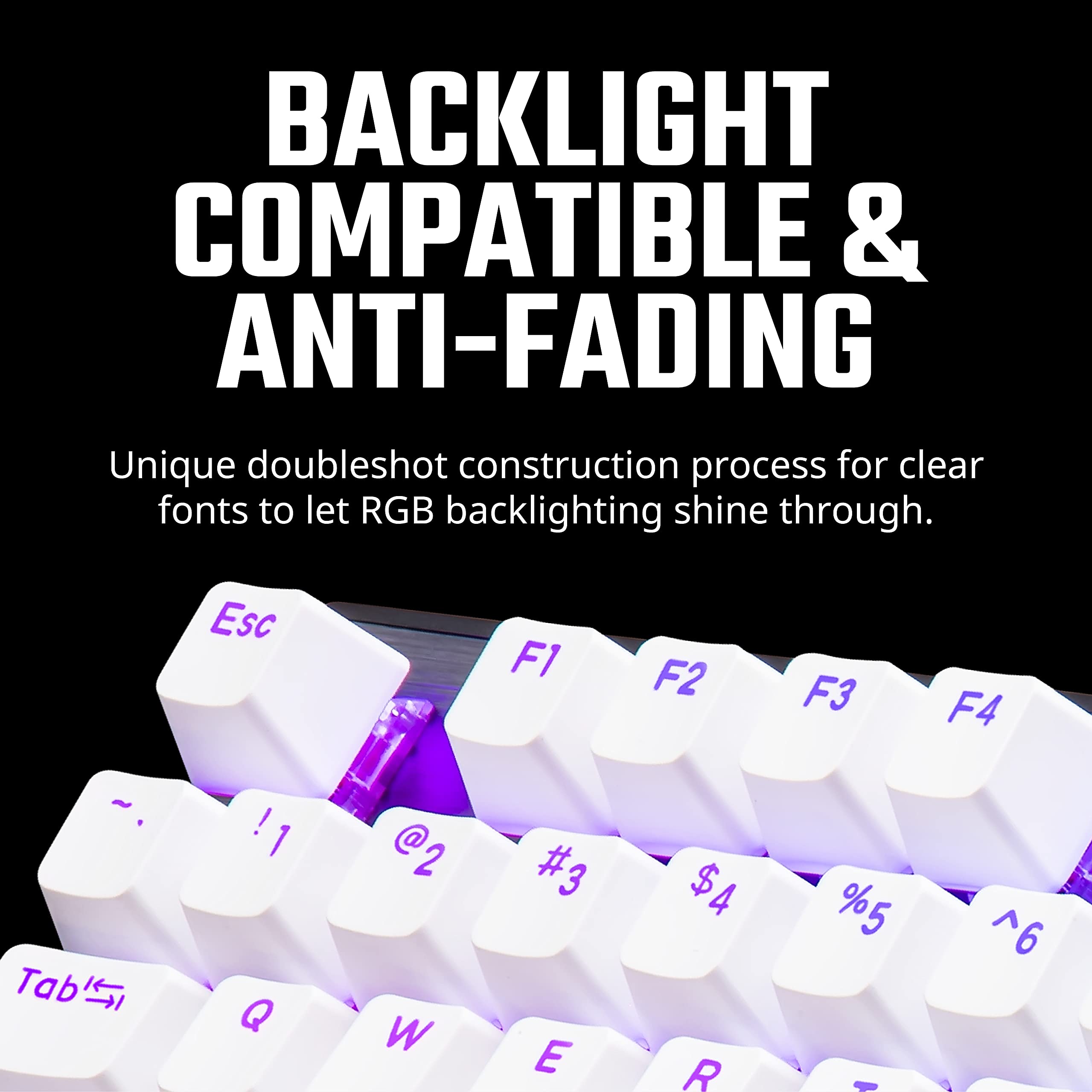 Cooler Master PBT Doubleshot Keycap Upgrade-Set weiß für mechanische Tastaturen, kompatibel mit Standard US 104 Layout Tastaturen
