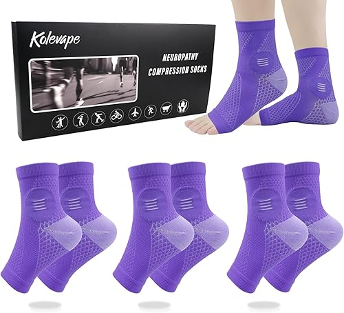 Miniatura 8 de 3 pares de calcetines para neuropatía para mujeres y hombres, mangas de tobillo nano Comprex, calcetines elásticos de protección, calcetines