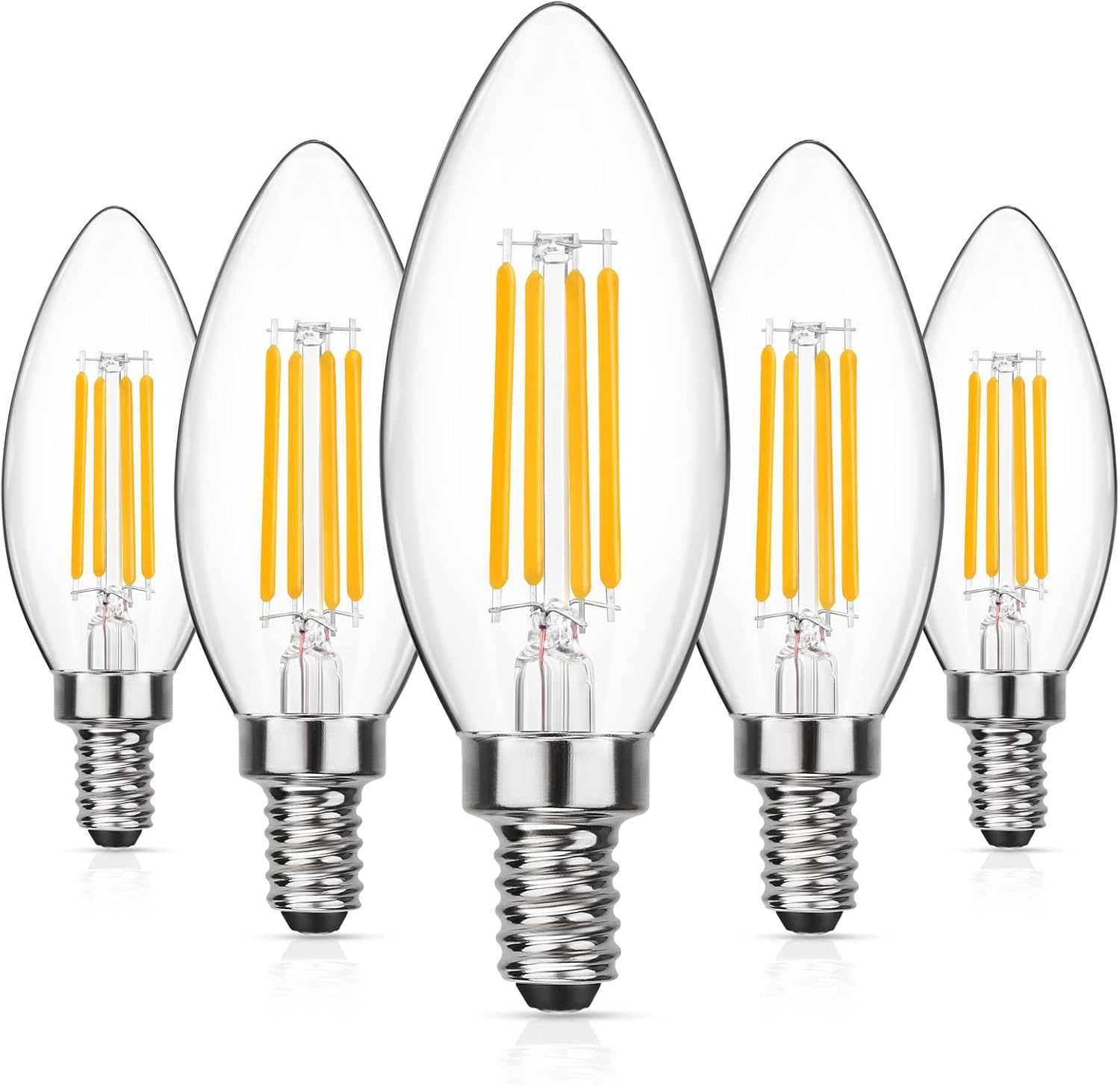 MAXvolador Dimmable E12 Candelabra LED Light Bulbs 60W Equivalent, 2700K Warm White, 600LM LED Chandelier Bulb, B11 Candle Light Bulbs, Pack of 5