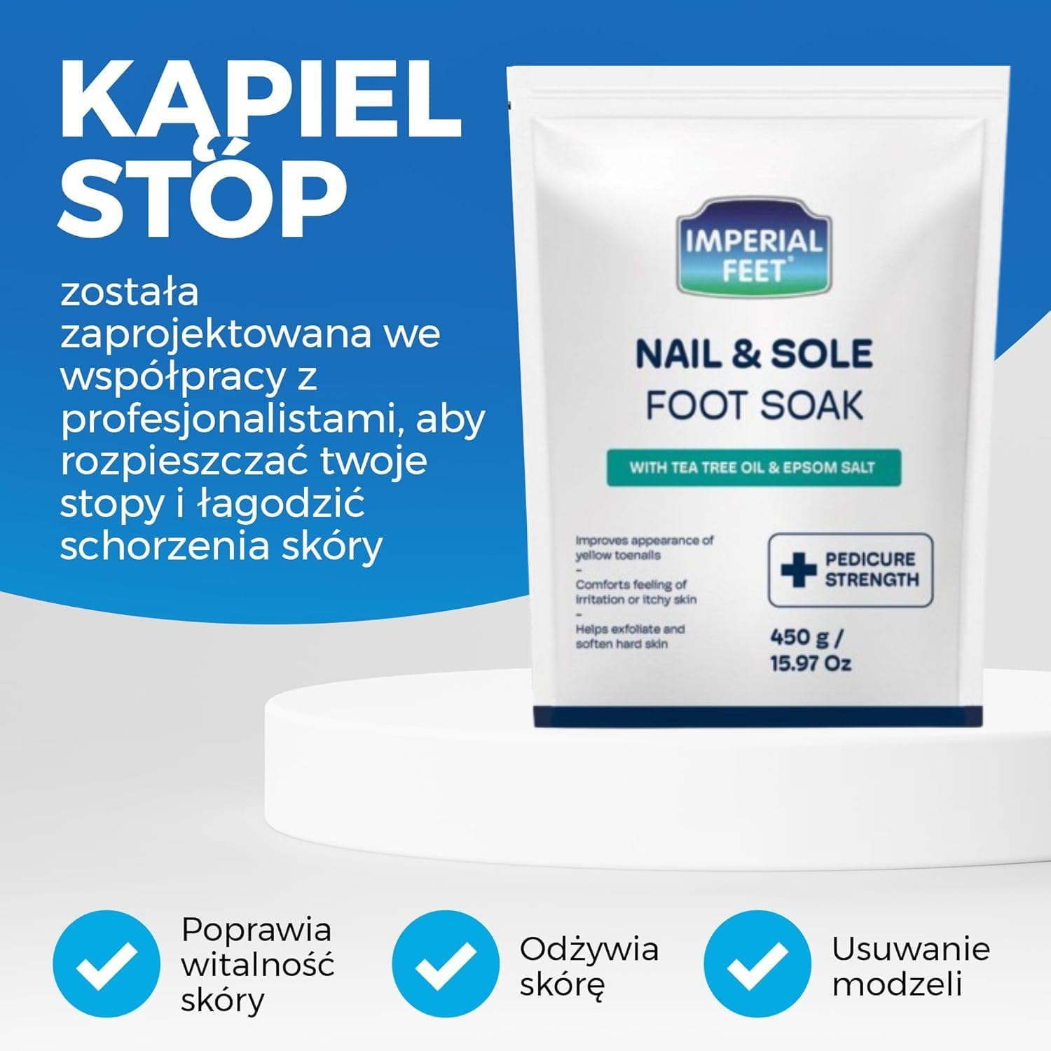 Pedicure Quality Foot Soak with Tea Tree Oil & Epsom Salt | Helps Treat Nail Fungus Athletes Foot | Anti Fungal Nail Treatment | Foot Moisturiser & Deodorizer Feet Soak | Exfoliating Foot Soak