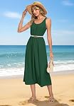 MISFAY Robe Maxi d'été pour femmes Sans manches Dos Hollow Out Longue robe Plage Sundresss avec poches