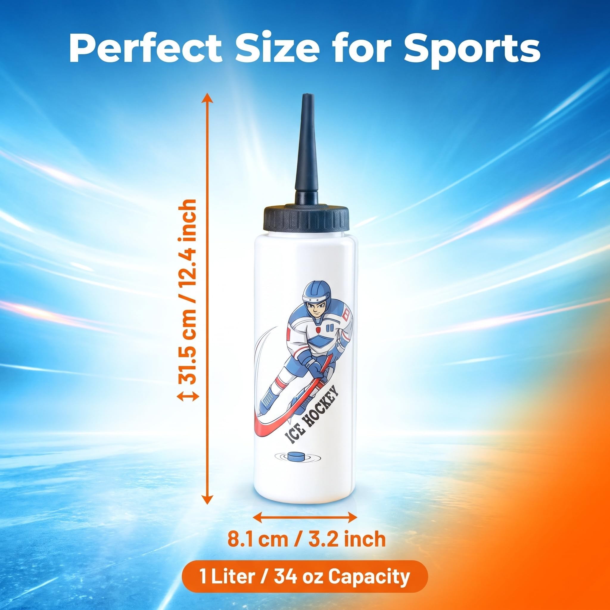 Squeeze Wasserflaschen 963 ml CLA JLT Hockey Lacrosse Fußball Boxen mit langem Strohhalm Radfahren Fitnessstudio