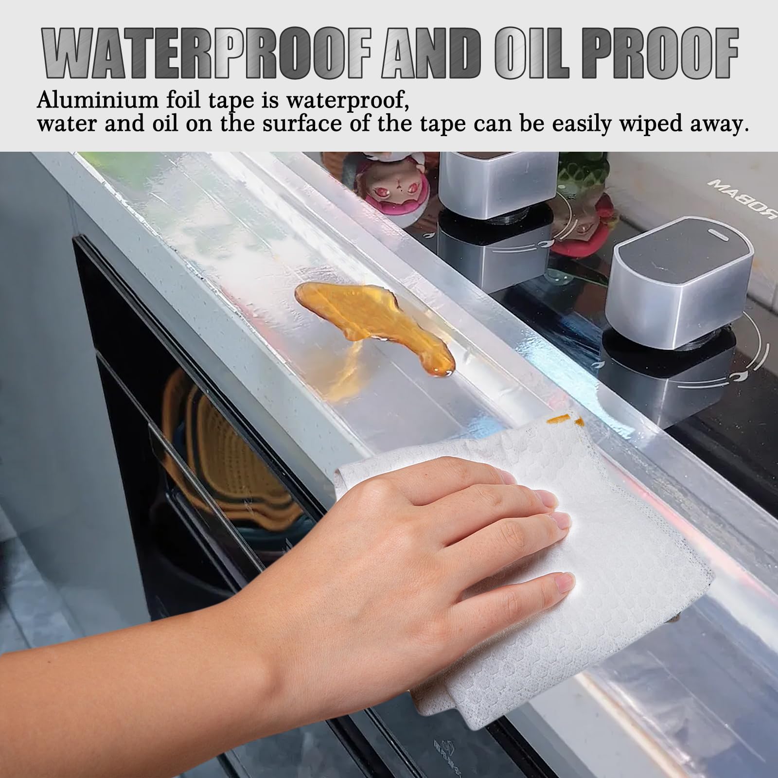 Aluminium Foil Duct Tape, Adhesive Silver Foil Tape Heat-Resistant Waterproof, Metal Roll Gaffer Tape For